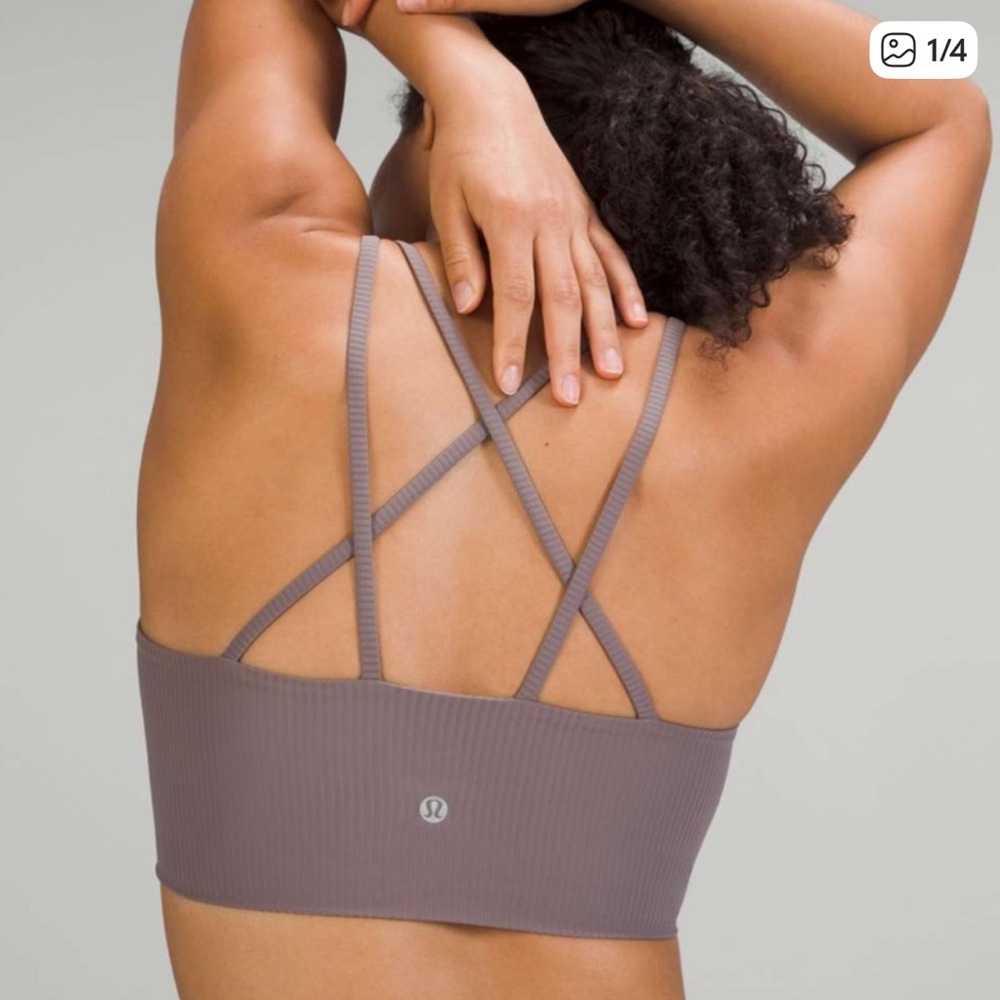 NWT lululemon athletica like a cloud ribbed long-line sports bra mauve lavender